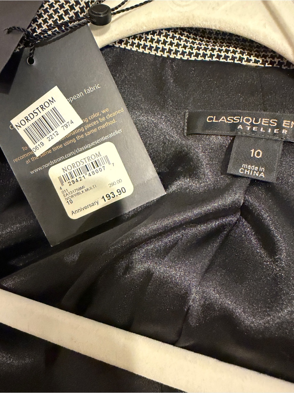 Classiques Entier Black and Cream Houndstooth Jacket 98%wool - Picture 6 of 6